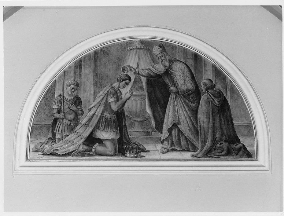 San Silvestro battezza l'imperatore Costantino (dipinto, ciclo) di Miolato Gaetano (sec. XX)