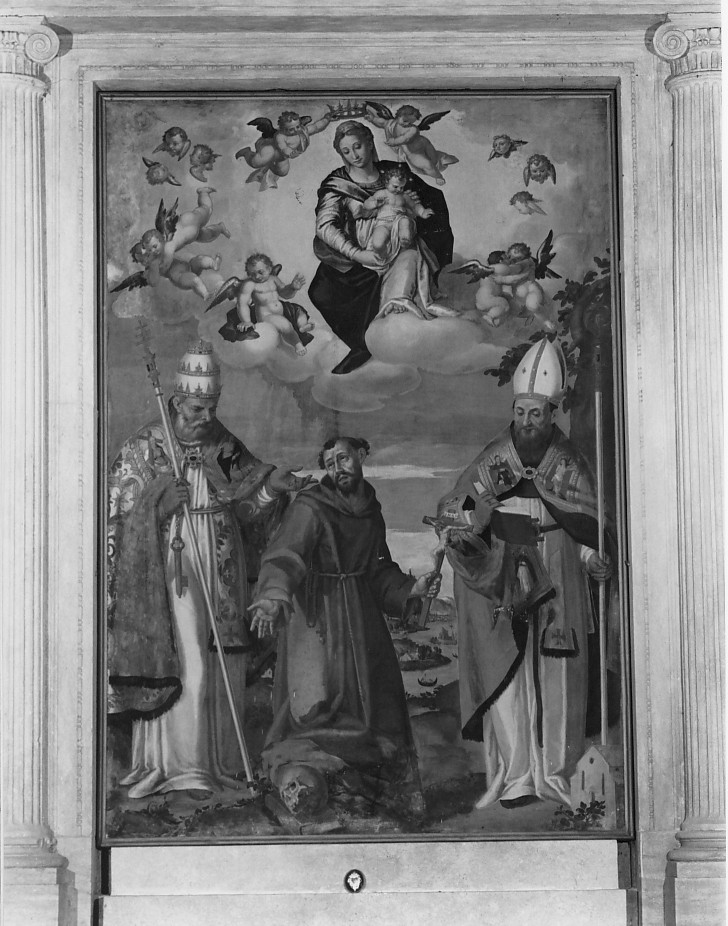 Madonna con Bambino in gloria (dipinto) di Brusazorzi Felice (attribuito) (secc. XVI/ XVII)