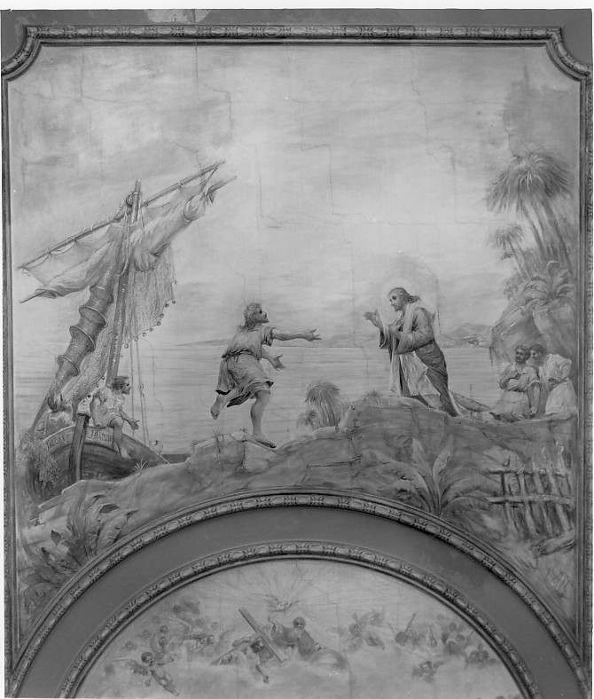 Chiamata di San Giacomo, vocazione di San Giacomo e San Giovanni Evangelista (dipinto) di Gasperini Gigi (sec. XX)