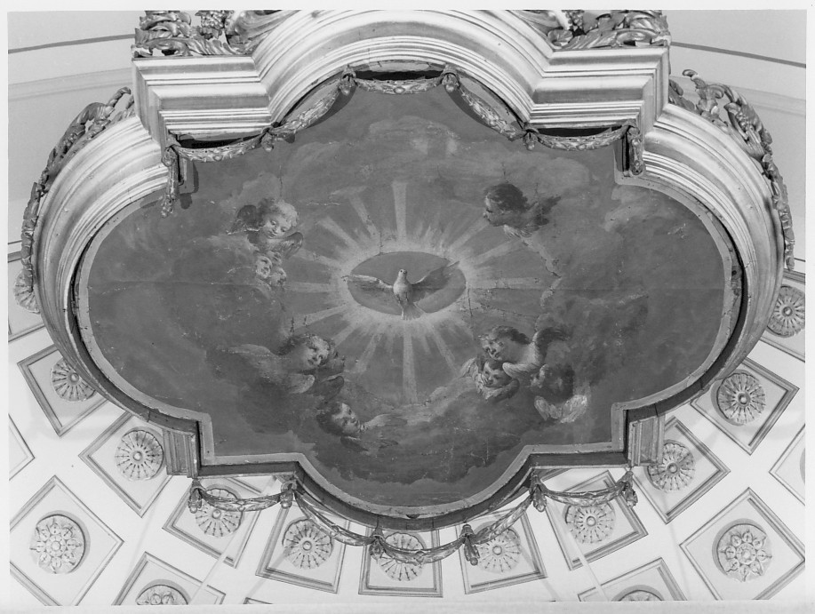 colomba dello Spirito Santo e cherubini (dipinto, elemento d'insieme) - ambito veneto (sec. XVIII)
