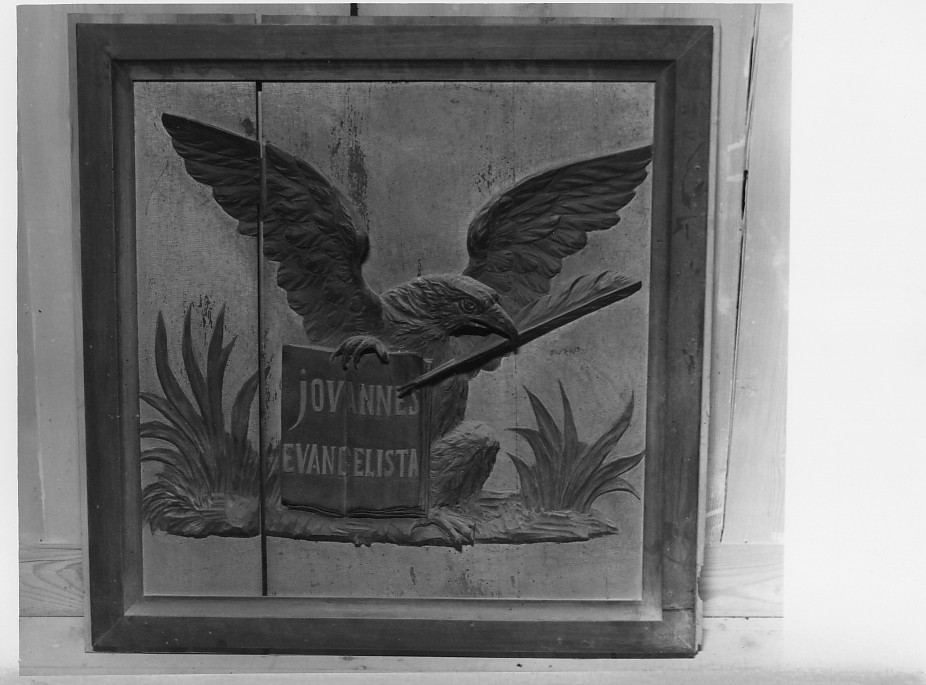 simbolo di San Giovanni Evangelista: aquila (formella) di Minghetti Giovanni Battista (sec. XIX)