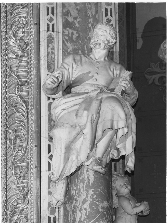 San Matteo Evangelista (scultura, elemento d'insieme) - ambito Italia settentrionale (secc. XVII/ XVIII)