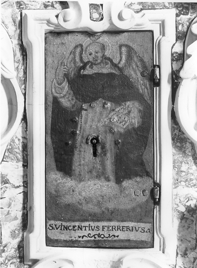 San Vincenzo Ferrer (anta di armadietto per oli santi, elemento d'insieme) - ambito veneto (ultimo quarto sec. XVII)