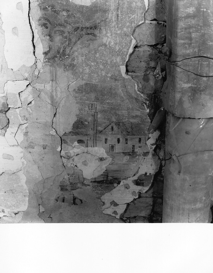 paesaggio con architetture (dipinto, frammento) - ambito veneto (sec. XVII)