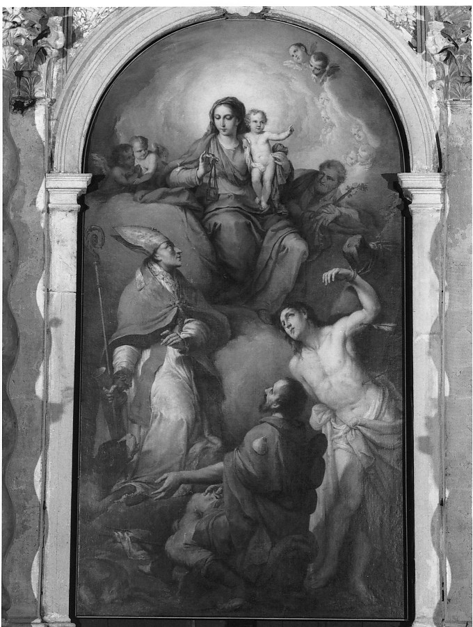 Madonna del Carmelo e santi (dipinto) di Ugolini Agostino (sec. XIX)