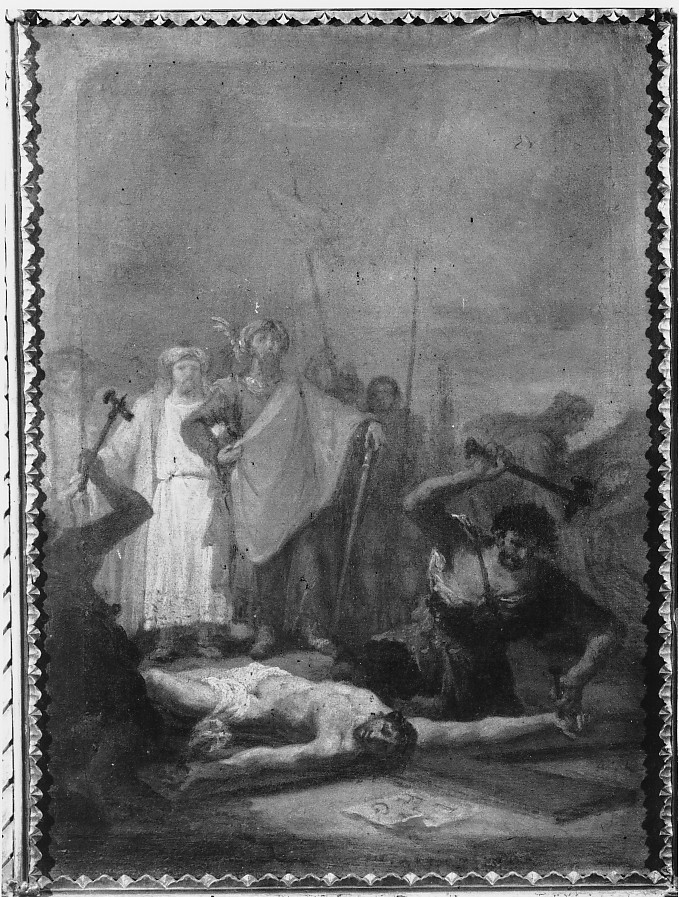 stazione XI: Gesù inchiodato alla croce (dipinto, elemento d'insieme) - ambito veneto (prima metà sec. XIX)