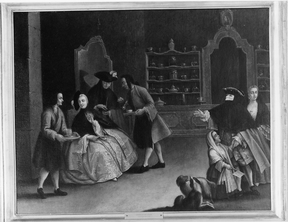 la bottega del caffè, scena familiare (dipinto) di Longhi Pietro (cerchia) (sec. XVIII)
