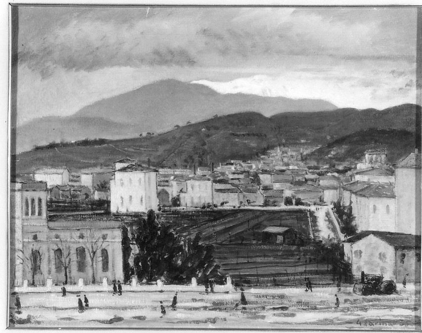 Burrasca nel veronese, paesaggio (dipinto) di Farina Guido (sec. XX)