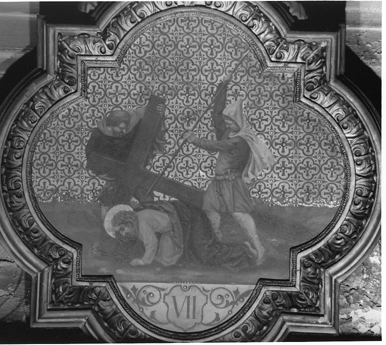 stazione VII: Gesù cade sotto la croce la seconda volta (dipinto, elemento d'insieme) - ambito veneto (metà sec. XIX)