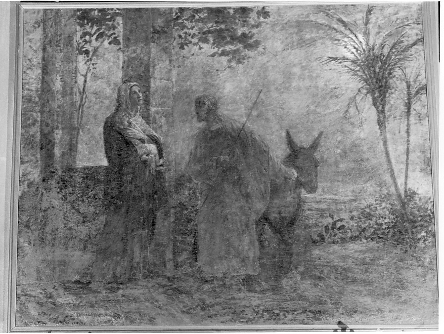 fuga in Egitto (dipinto) di Pupin Valentino (sec. XIX)