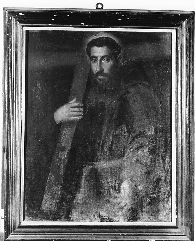 San Francesco d'Assisi abbraccia Cristo crocifisso (dipinto) - ambito veneto (sec. XVII)