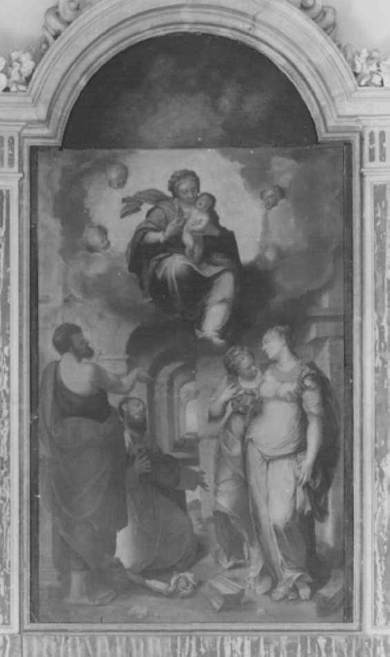 Madonna con Bambino e Santi (dipinto) di Riccio Felice detto Brusasorzi (ultimo quarto sec. XVI)