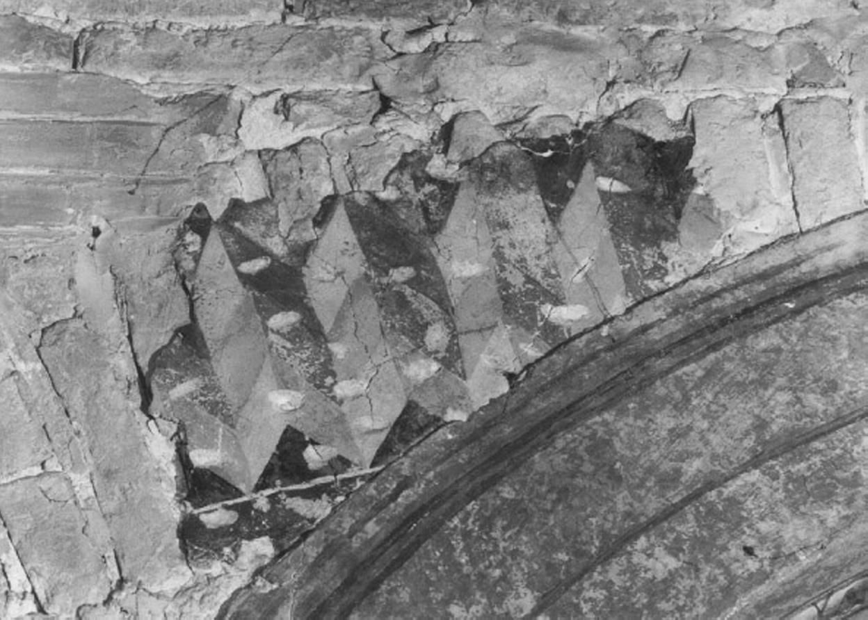 motivo decorativo geometrico (dipinto, frammento) - ambito veneto (sec. XIV)