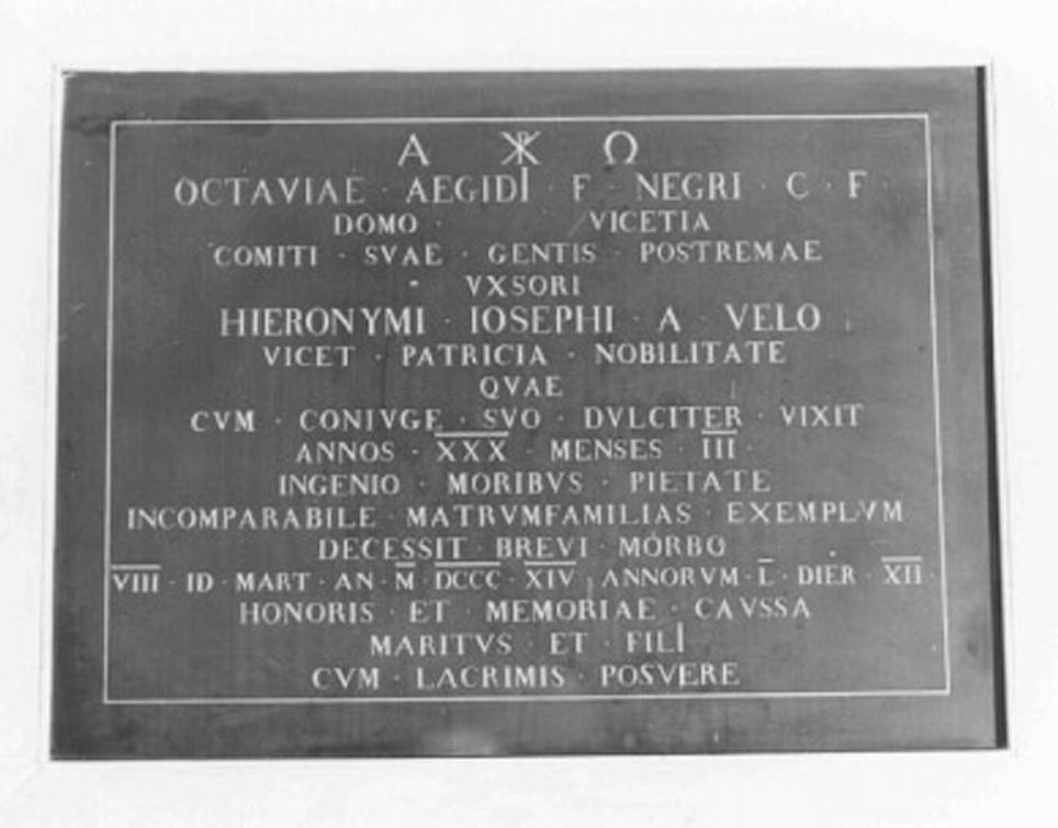 lapide commemorativa - ambito veneto (sec. XIX)