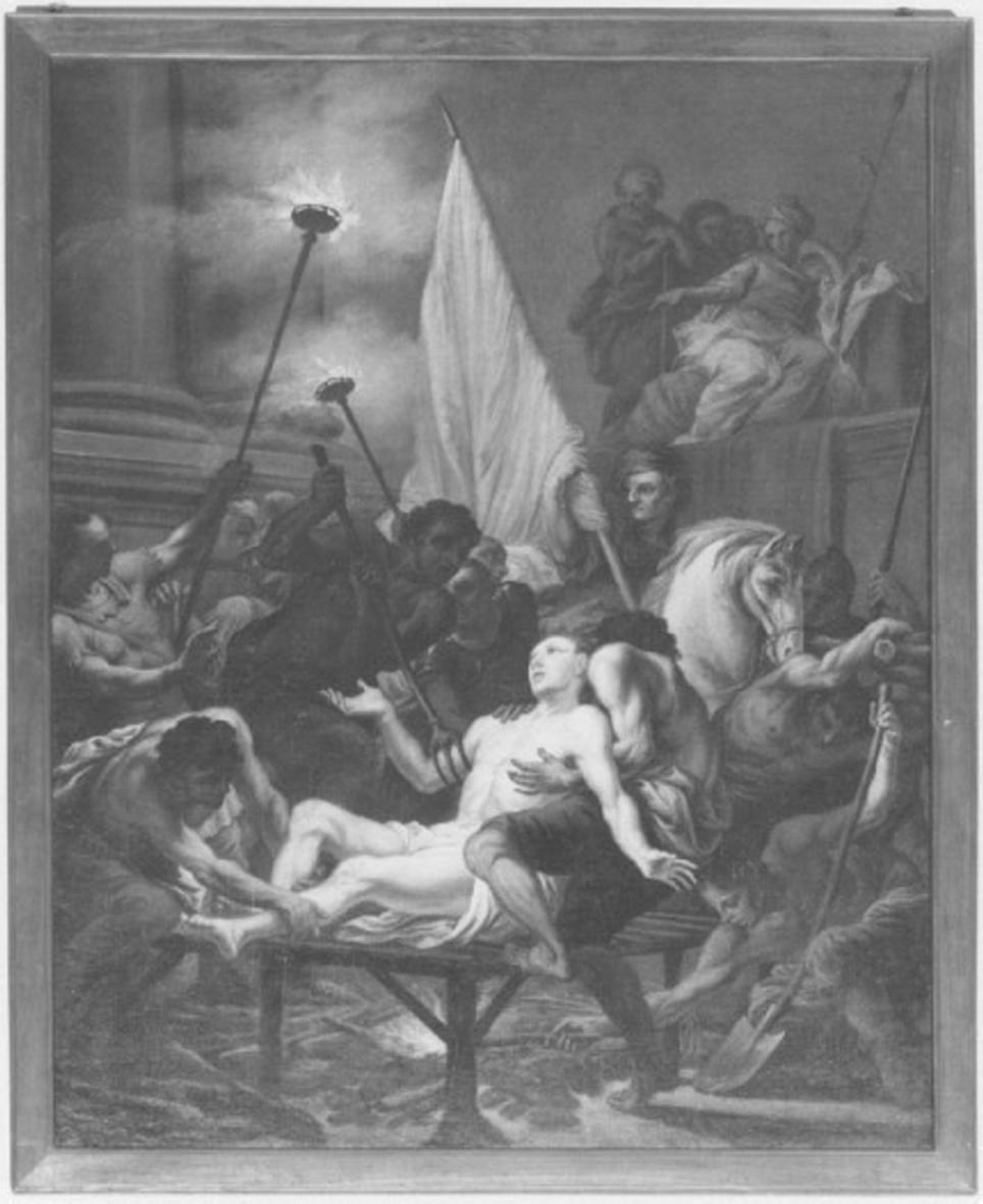 martirio di San Lorenzo (dipinto) di Ciesa Giacomo (attribuito) (secc. XVIII/ XIX)