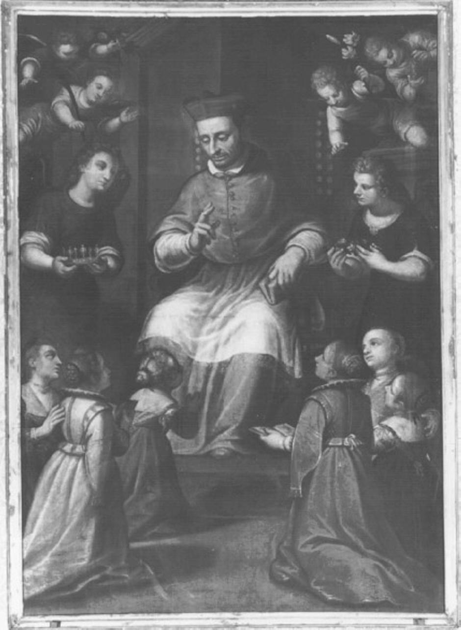 San Carlo Borromeo (dipinto) di Maganza Alessandro (attribuito) (secc. XVI/ XVII)