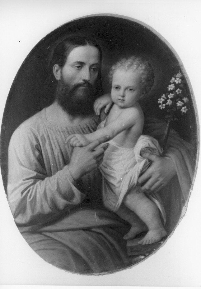 San Giuseppe e Gesù Bambino (dipinto) di Recchia A (sec. XX)