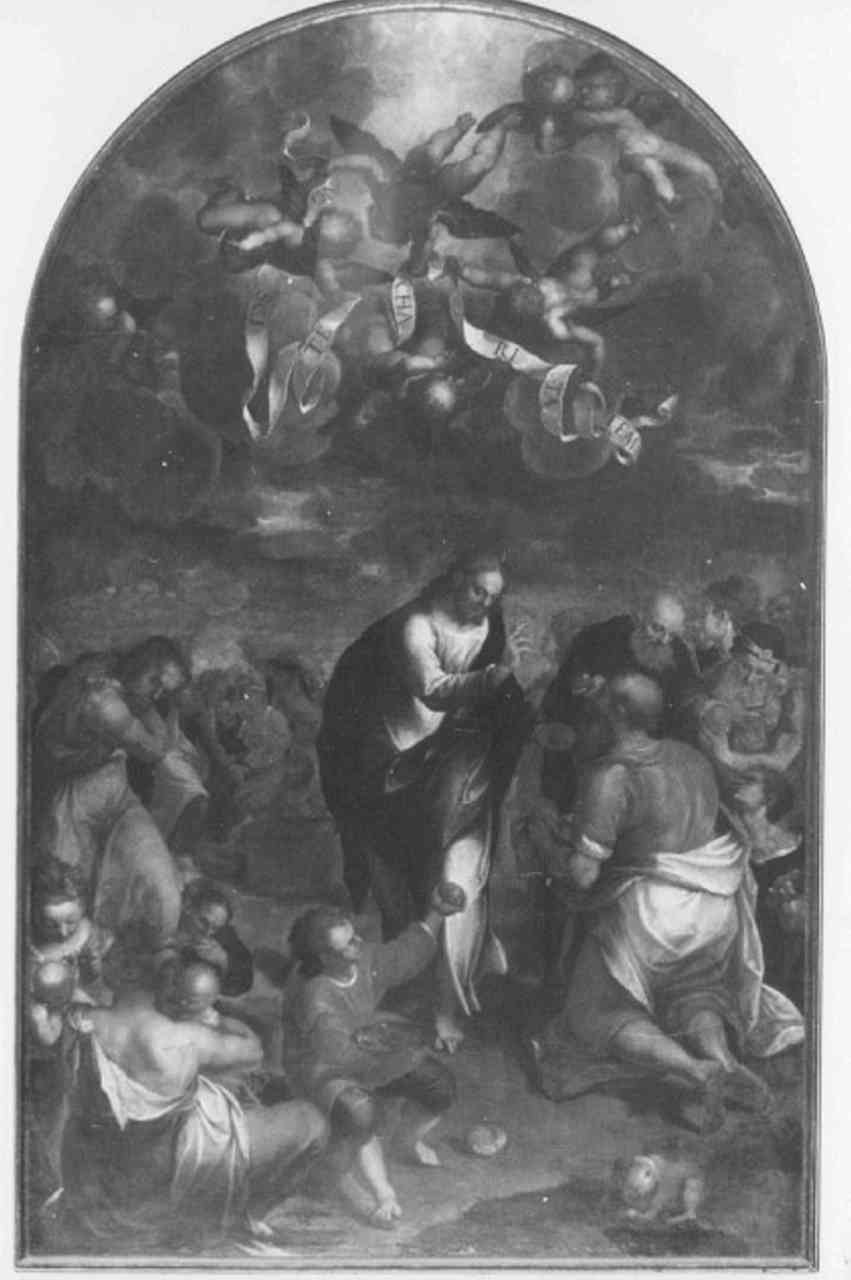 moltiplicazione dei pani e dei pesci (dipinto) - ambito veneto (terzo quarto sec. XVI)