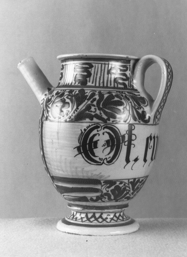 motivi decorativi geometrici e vegetali (orcio da farmacia) - manifattura faentina (sec. XVI)