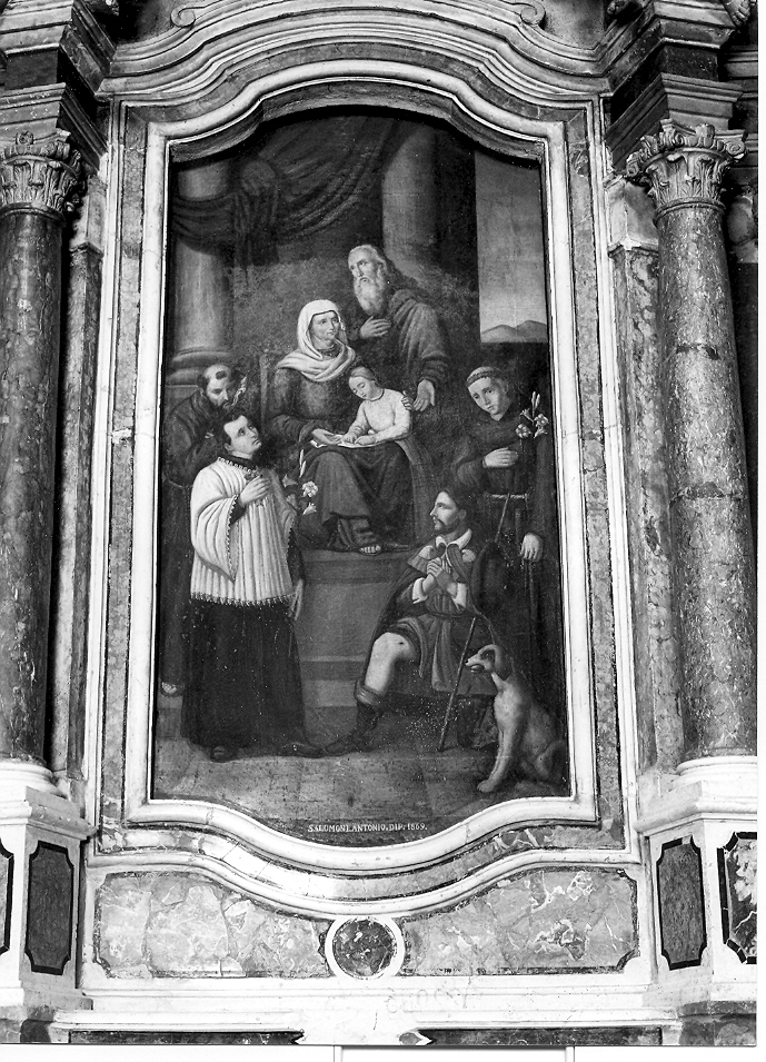 Maria Vergine bambina con Sant'Anna e San Gioacchino (dipinto) di Salomoni Antonio (sec. XIX)