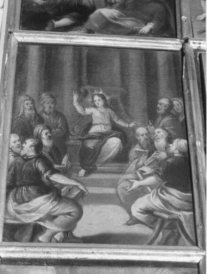 disputa di Gesù con i dottori nel tempio (scomparto di polittico, elemento d'insieme) - ambito veronese (inizio sec. XVII)