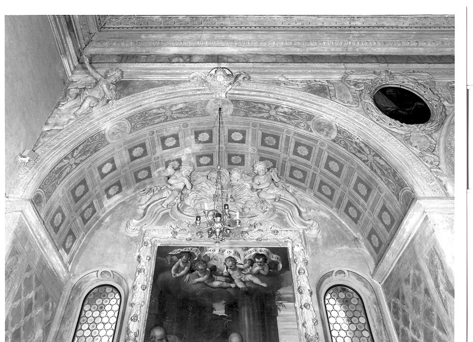 motivi decorativi a cassettoni con rosette (dipinto) di Zanfrognini Carlo (sec. XX)