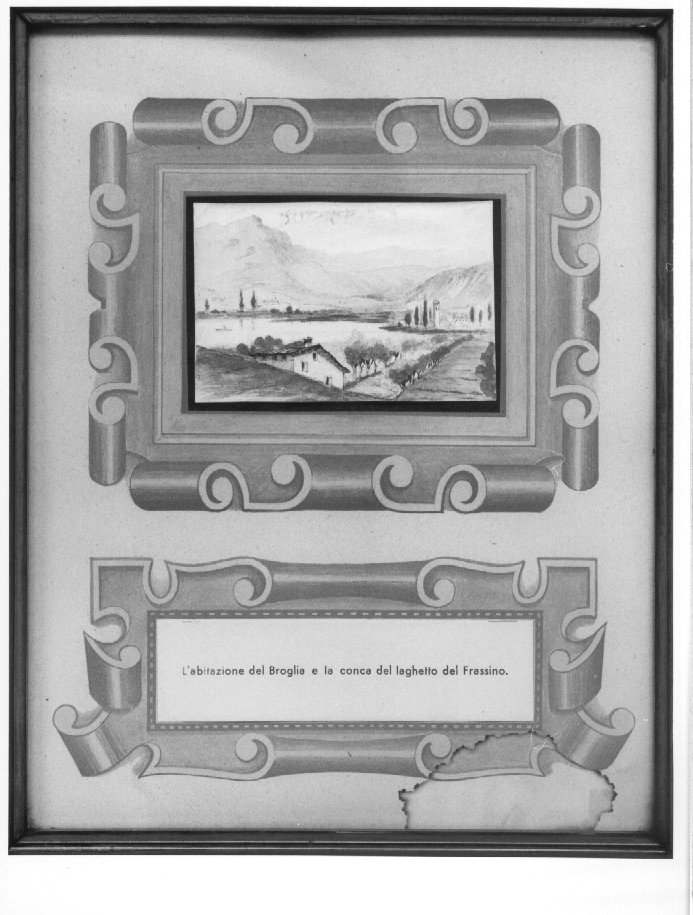 L'abitazione del Broglia e la conca del laghetto del Frassino (dipinto, elemento d'insieme) - ambito veronese (sec. XX)