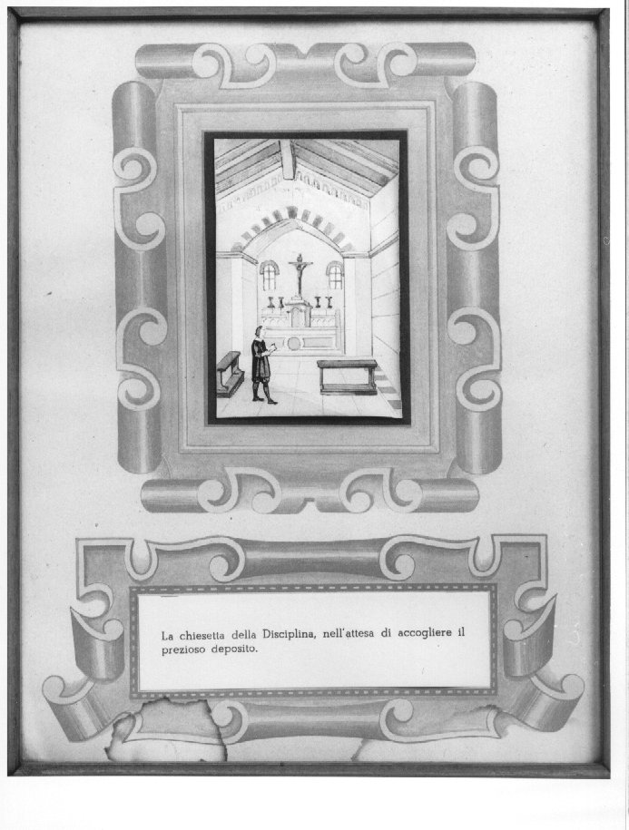 La chiesetta della Disciplina, nell'attesa di accogliere il prezioso deposito (dipinto, elemento d'insieme) - ambito veronese (sec. XX)