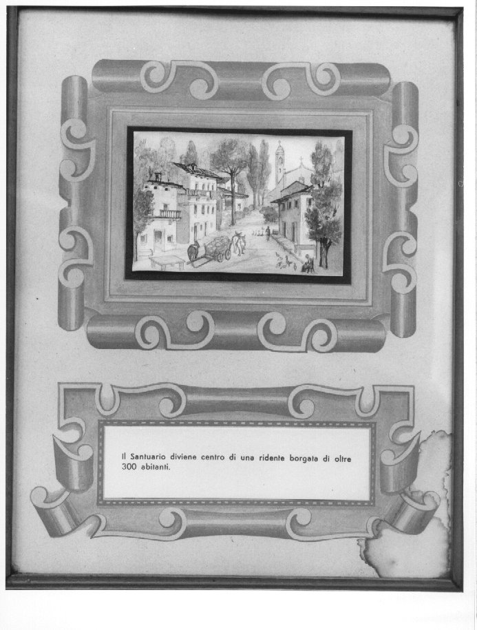 Il Santuario diviene centro di una ridente borgata di oltre 300 abitanti (dipinto, elemento d'insieme) - ambito veronese (sec. XX)