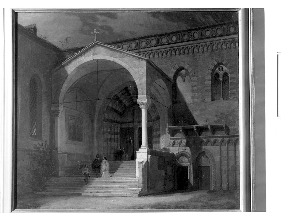 Il portale di San Fermo (dipinto, opera isolata) di Ainmiller Max Emanuel (sec. XIX)
