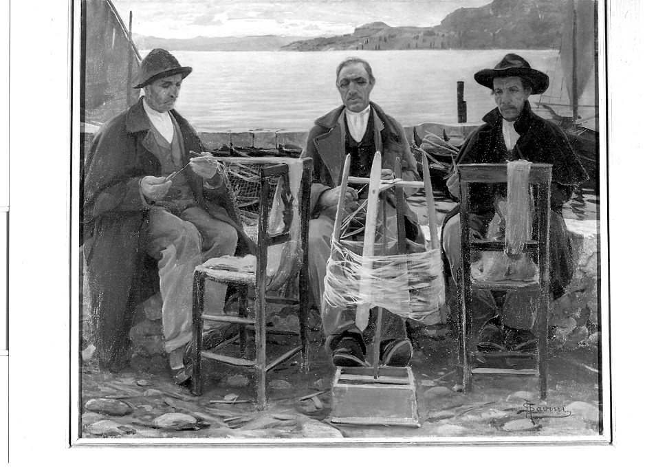 Pescatori a Garda, pescatore (dipinto, opera isolata) di Savini Alfredo (sec. XX)