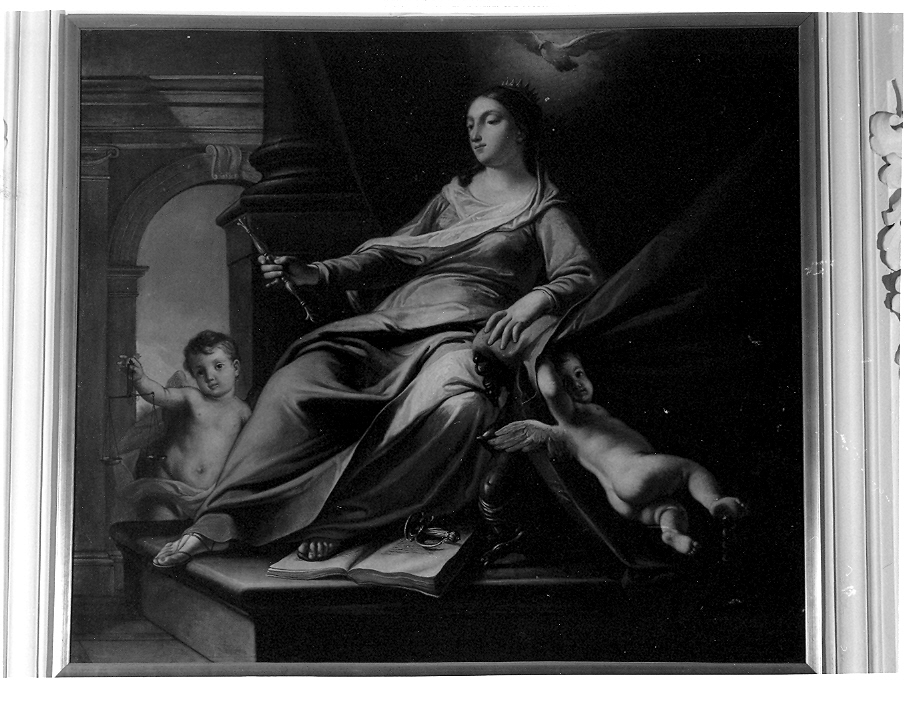 La Fortezza (o La Giustizia ?), figura allegorica femminile (dipinto, opera isolata) - ambito veneto (secondo quarto sec. XVIII)