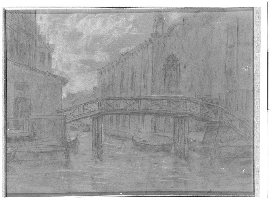 Ponte della Misericordia, veduta di città (dipinto, opera isolata) di Semeghini Pio (primo quarto sec. XX)