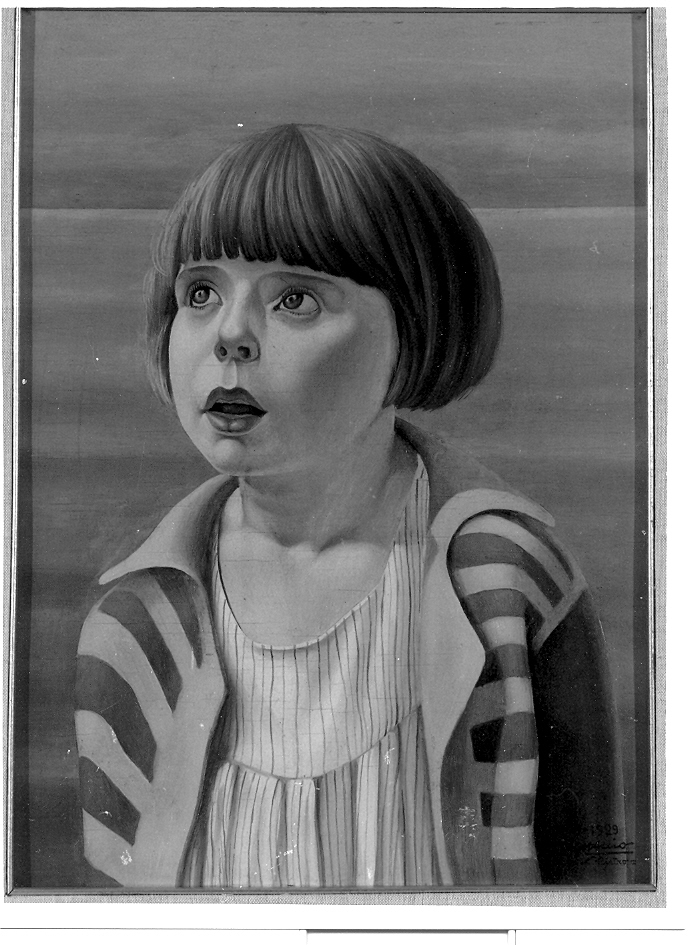 Contemplazione, testa di bambino (dipinto, opera isolata) di Bentivoglio Scarpa Natalino detto Cagnaccio di San Pietro (secondo quarto sec. XX)