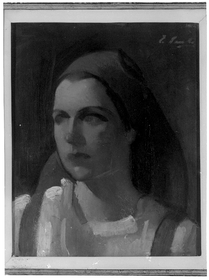 Costume del Carso, testa di donna (dipinto, opera isolata) di Sambo Cappelleti Edgardo (terzo quarto sec. XX)