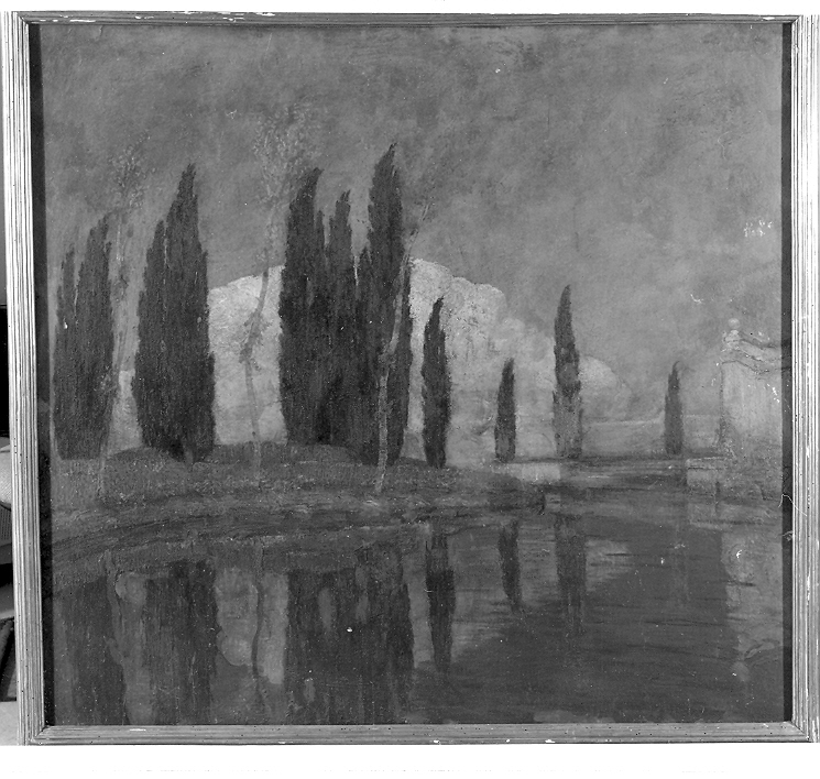 Isola sacra, paesaggio (dipinto, opera isolata) di Zanetti Zilla Vittore (primo quarto sec. XX)