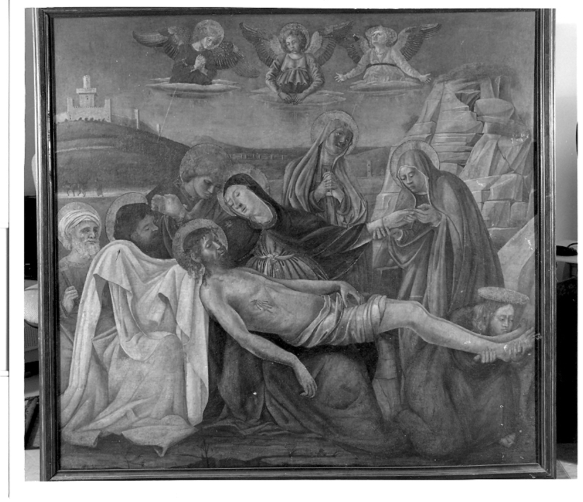 Compianto sul Cristo morto, compianto sul Cristo morto (dipinto, opera isolata) di Parisati Jacopo detto Jacopo Da Montagnana (attribuito) (prima metà sec. XV)