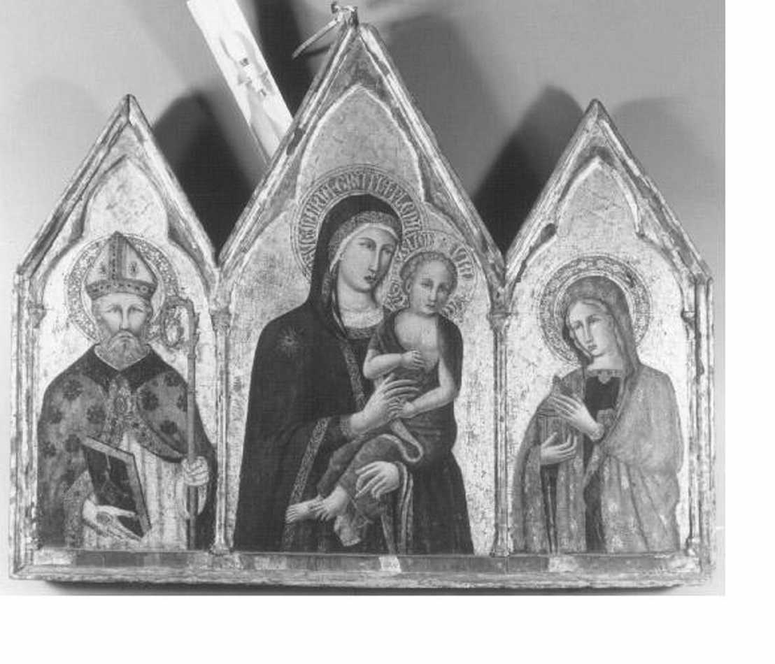 Madonna, Maria Maddalena e santo (trittico) di Squarcione Francesco (maniera) (sec. XV)