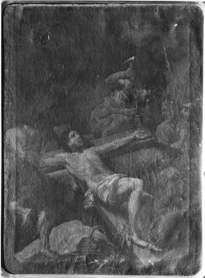 stazione XI: Gesù inchiodato alla croce (dipinto) - ambito veneto (sec. XIX)