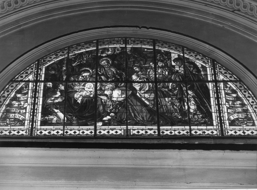 adorazione dei Re Magi (vetrata) di Polloni Guido (secondo quarto sec. XX)