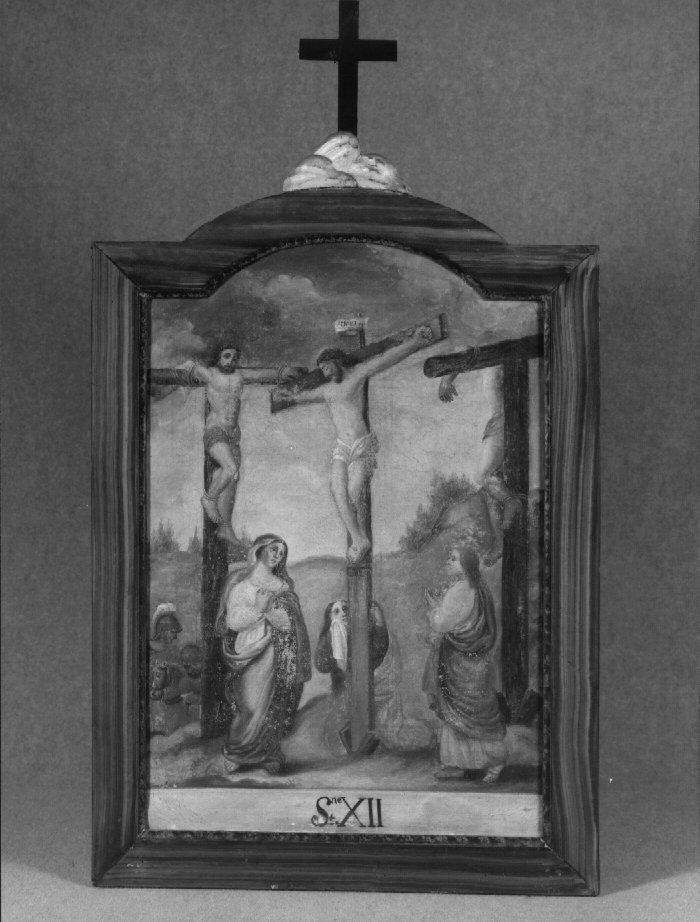 stazione XII: Gesù innalzato e morto in croce (dipinto) di Guarnieri Luigi (sec. XVII)