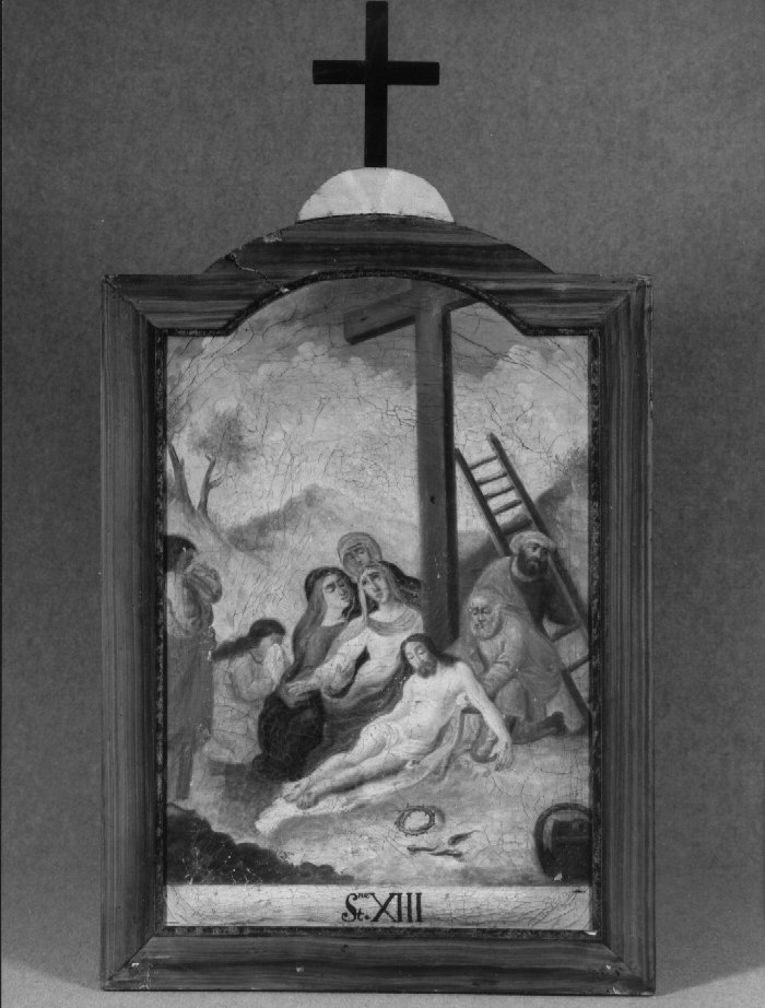 stazione XIII: Gesù deposto dalla croce (dipinto) di Guarnieri Luigi (sec. XVII)