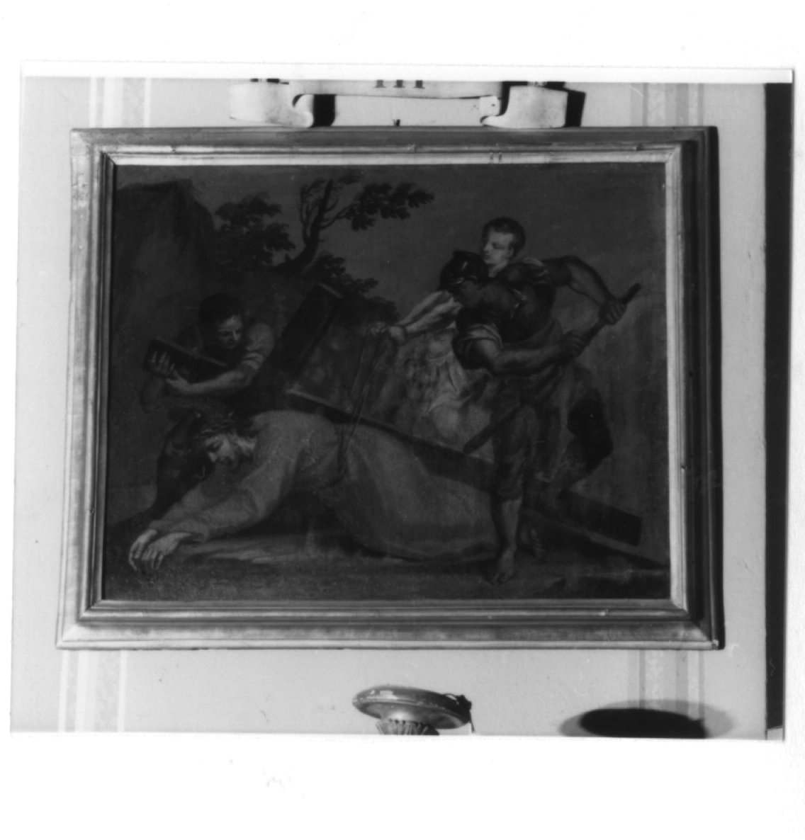 stazione III: Gesù cade sotto la croce la prima volta (dipinto) - ambito veneto (sec. XVIII)