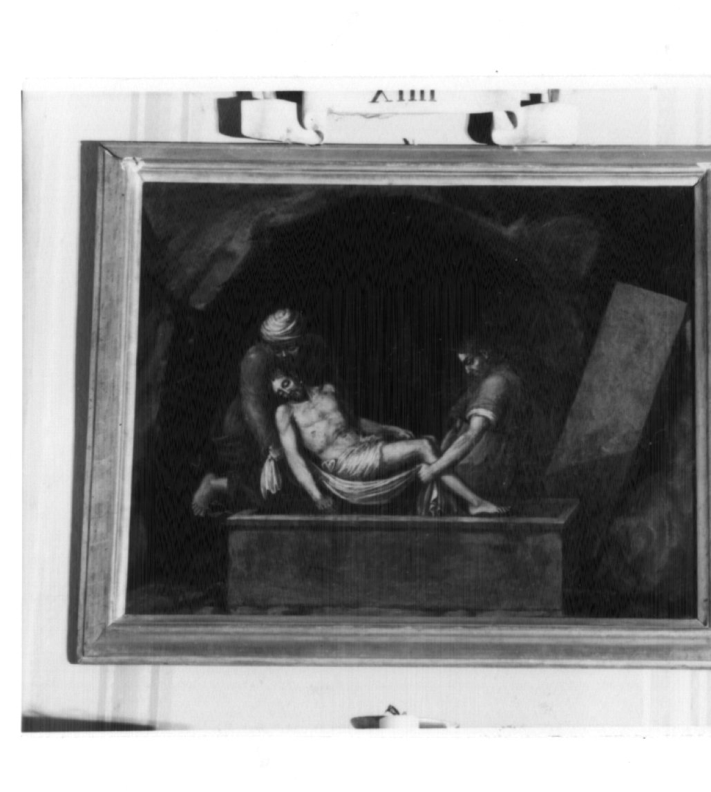 stazione XIV: Gesù deposto nel sepolcro (dipinto) - ambito francese (sec. XVIII)