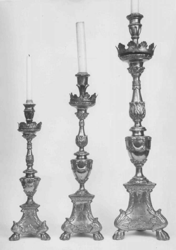 candeliere d'altare, elemento d'insieme - bottega veneta (sec. XIX)