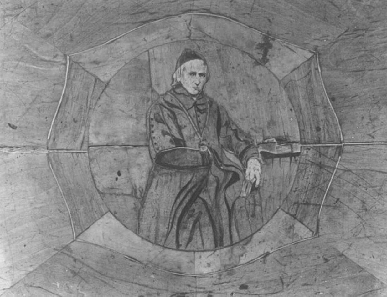 ritratto di ecclesiastico (decorazione a intarsio, elemento d'insieme) - ambito veneto (seconda metà sec. XIX)