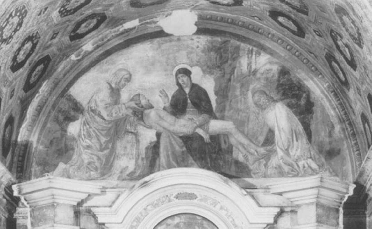 compianto sul Cristo morto (dipinto, elemento d'insieme) di Michele Da Verona (sec. XVI)