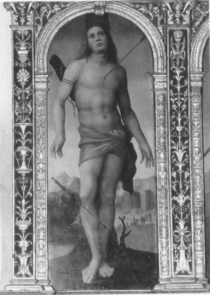 San Sebastiano (dipinto, elemento d'insieme) di Caroto Giovanni Francesco (sec. XVI)