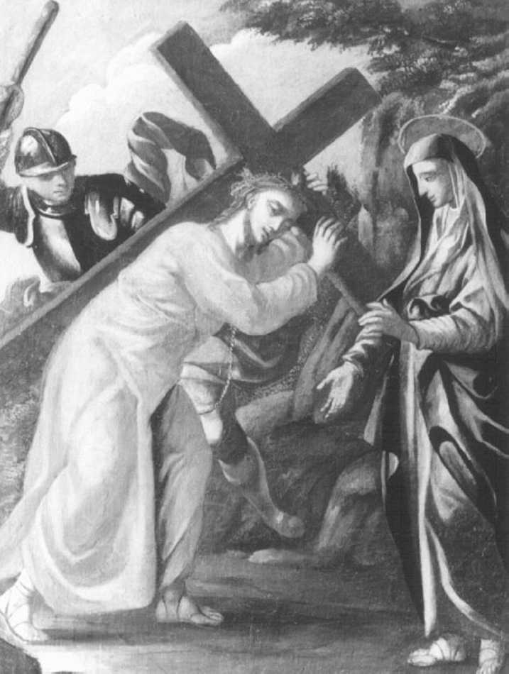 paesaggio con salita di Cristo al monte Calvario (dipinto) di Marcola Nicola (terzo quarto sec. XVIII)