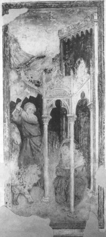 San Girolamo ordina al leone di custodire l'asino (dipinto) di Badile Giovanni (attribuito) (sec. XV)